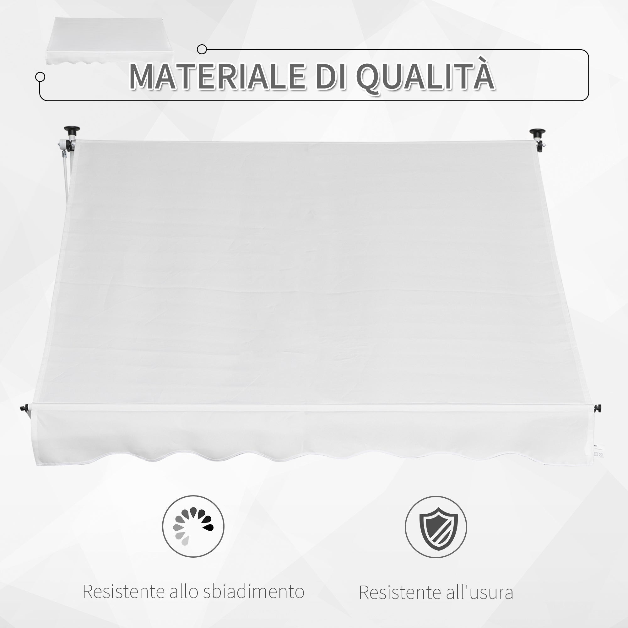 Tenda da Sole a Muro 200x150 cm con Pali di Supporto Bianco