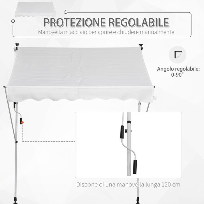 Tenda da Sole a Muro 200x150 cm con Pali di Supporto Bianco