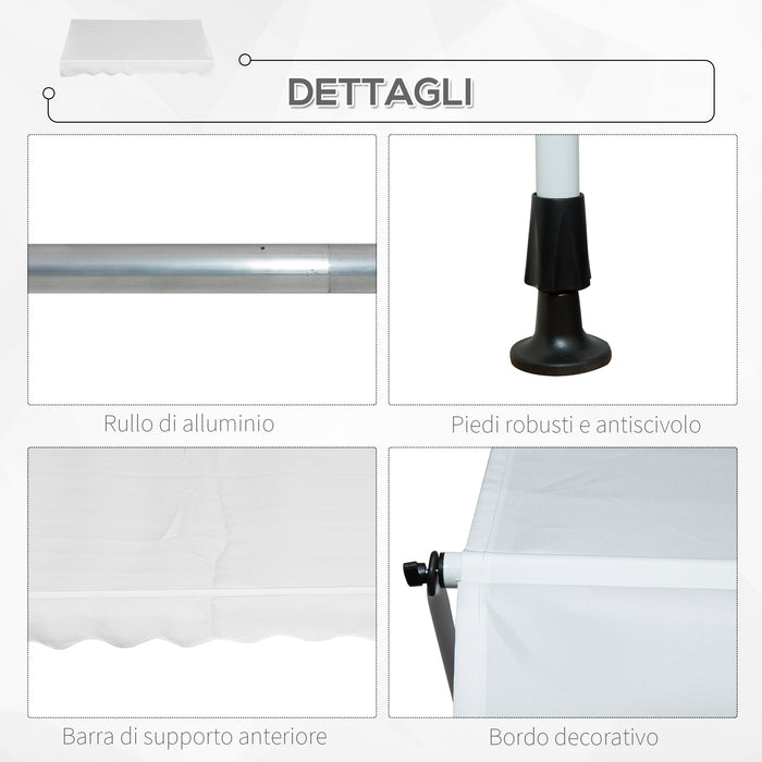 Tenda da Sole a Muro 200x150 cm con Pali di Supporto Bianco