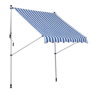 Tenda da Sole a Muro 200x150 cm con Pali di Supporto Blu