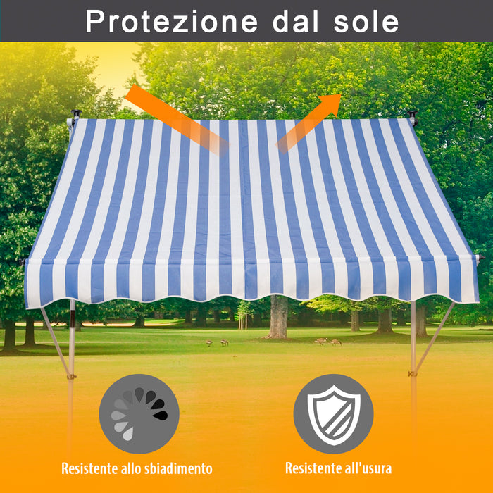 Tenda da Sole a Muro 200x150 cm con Pali di Supporto Blu