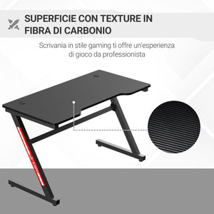 Scrivania da Gaming 120x60x73 cm in MDF Nero