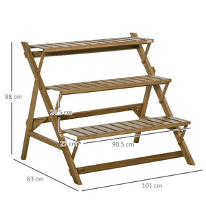 Scaletta Portapiante 3 Ripiani 101x83x88 cm in Legno di Abete Marrone