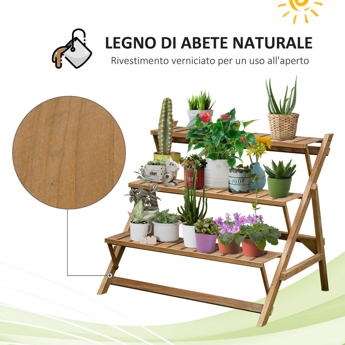 Scaletta Portapiante 3 Ripiani 101x83x88 cm in Legno di Abete Marrone