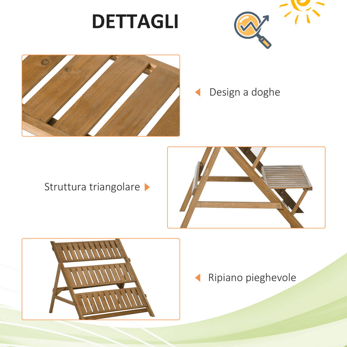 Scaletta Portapiante 3 Ripiani 101x83x88 cm in Legno di Abete Marrone