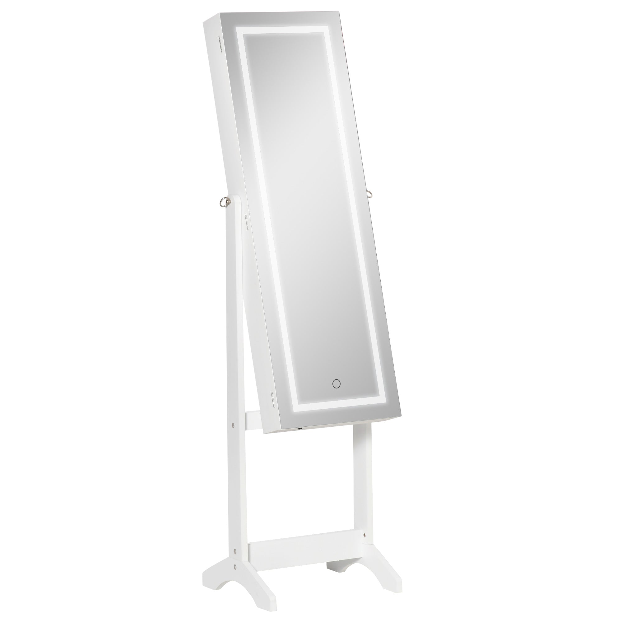 Specchio da Terra Armadio Portagioie  46x36.5x151.5 cm con Luce LED Bianco