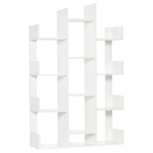 Libreria ad Albero 96x30x150 cm 13 Ripiani Bianco