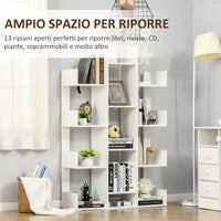 Libreria ad Albero 96x30x150 cm 13 Ripiani Bianco