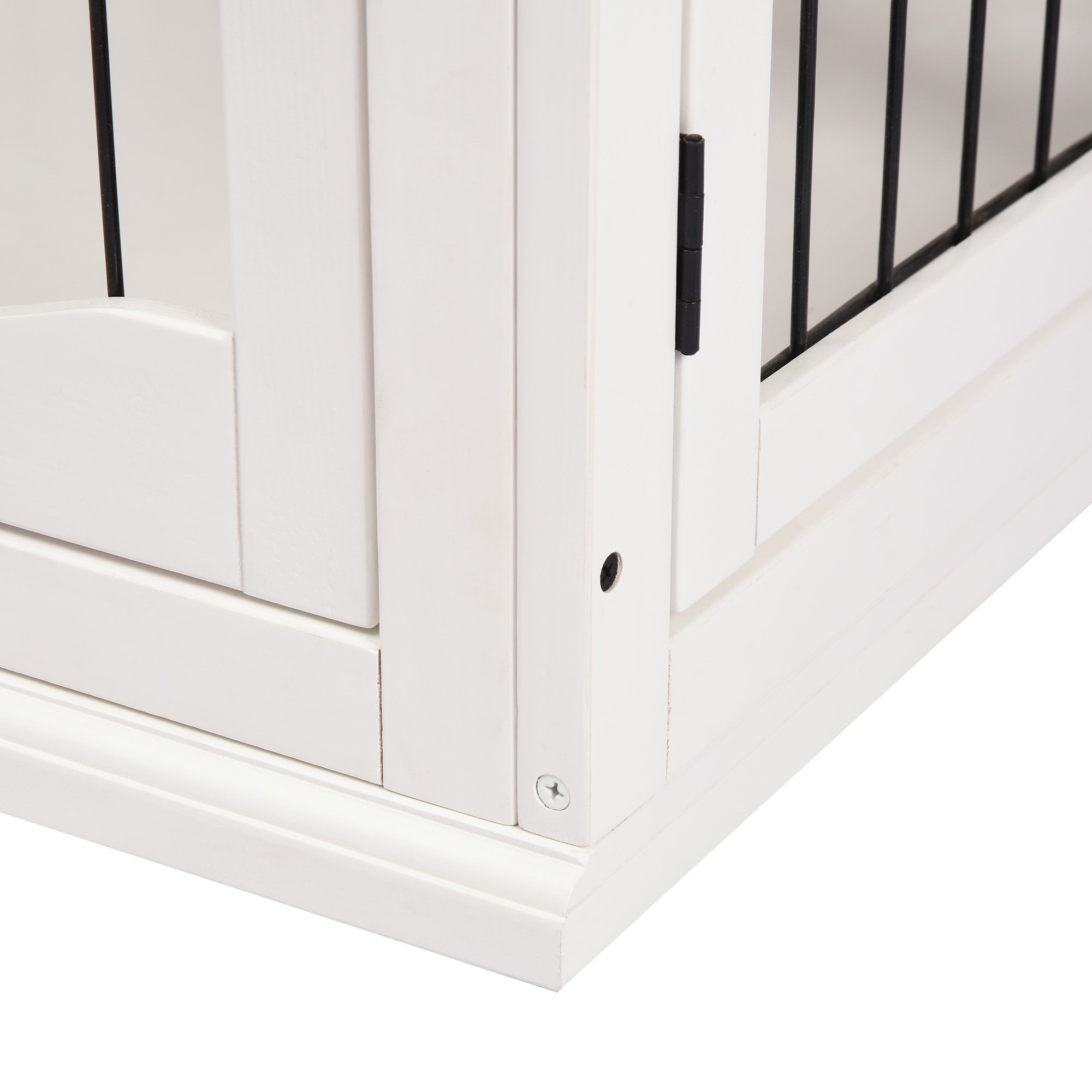 Gabbia per Cani 58,5x81x 66 cm in Legno e Acciaio Bianco