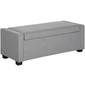 Panca Fondo Letto 120x50x44 cm con Vano Contenitore in Tessuto Grigio