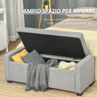 Panca Fondo Letto 120x50x44 cm con Vano Contenitore in Tessuto Grigio