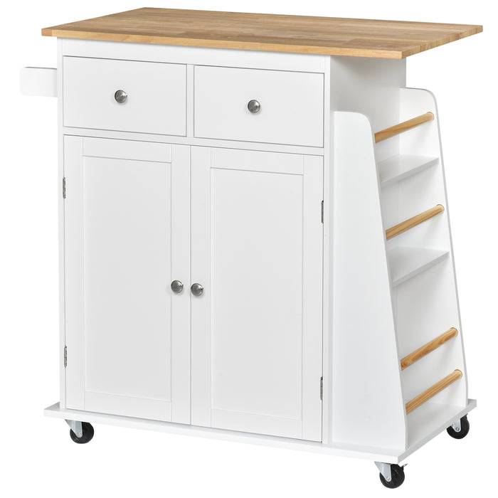 Carrello da Cucina Portaspezie a 3 Livelli e 4 Ruote 89x45x89 cm in MDF e Truciolato Bianco