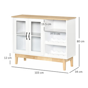 Credenza con Cantinetta 3 Ripiani 103x34x80 cm in MDF e Truciolato Bianco