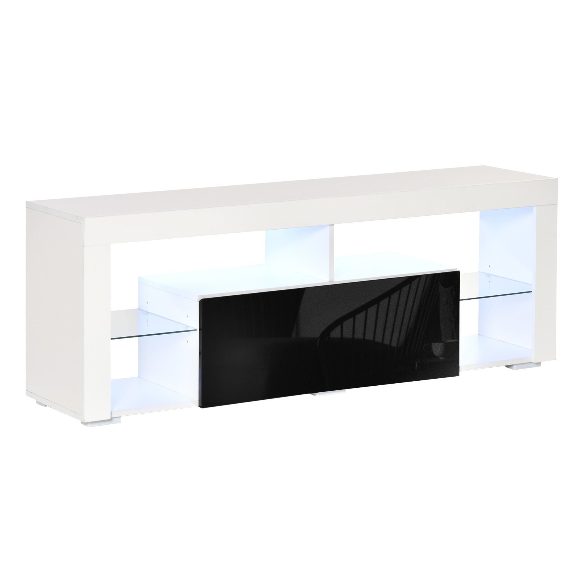 Mobile Porta TV Fino a 55" 140x35x52 cm con Luci LED Bianco