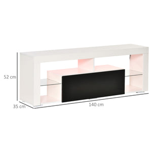 Mobile Porta TV Fino a 55" 140x35x52 cm con Luci LED Bianco