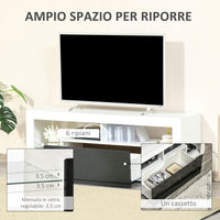 Mobile Porta TV Fino a 55" 140x35x52 cm con Luci LED Bianco