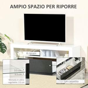 Mobile Porta TV Fino a 55" 140x35x52 cm con Luci LED Bianco