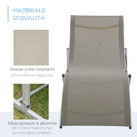 Set 2 Lettini Prendisole Pieghevoli 61x165x63 cm in Alluminio e Textilene Argento e Grigio Chairo