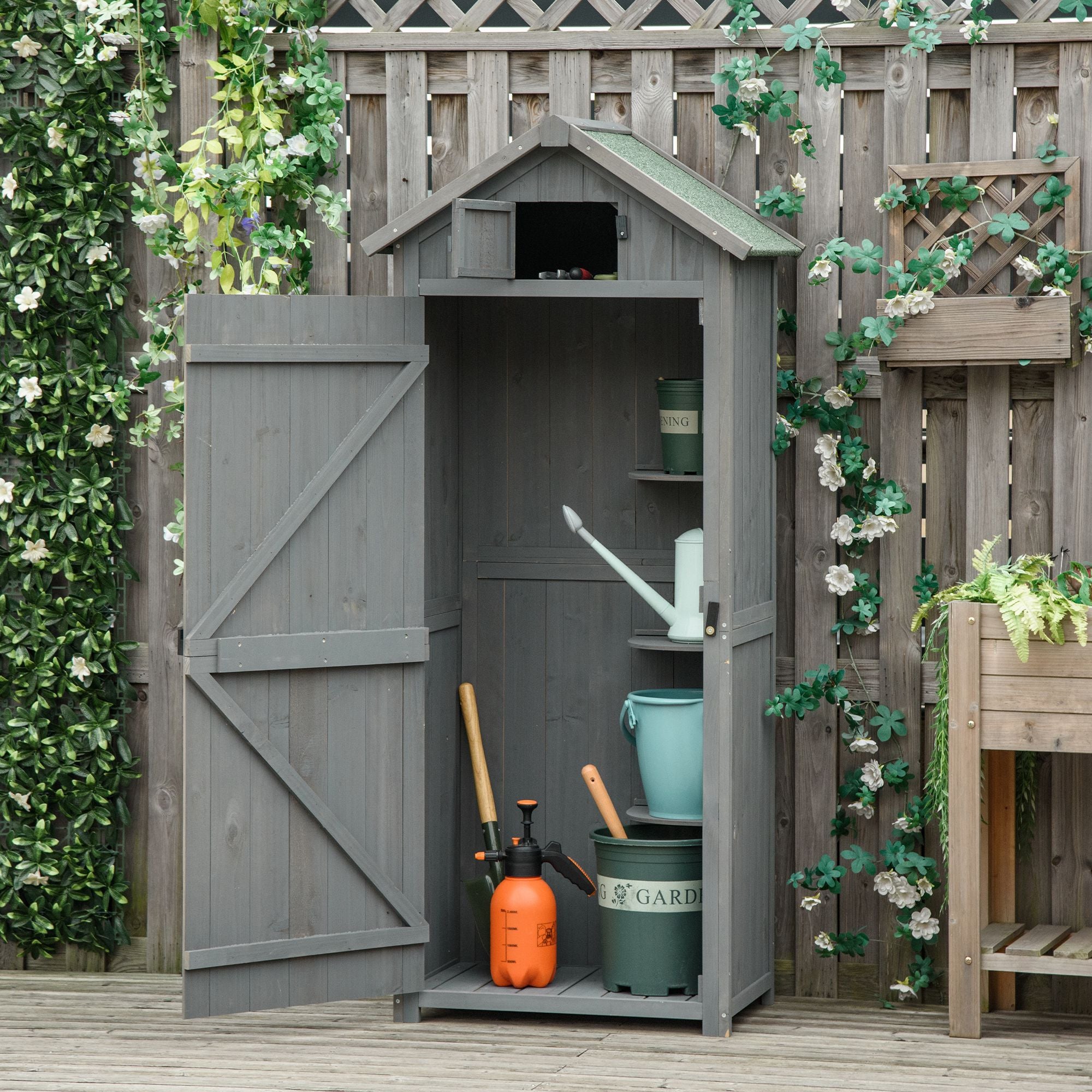 Casetta Box da Giardino Porta Utensili 77x54,2x179 cm in Legno Impermeabile Grigio