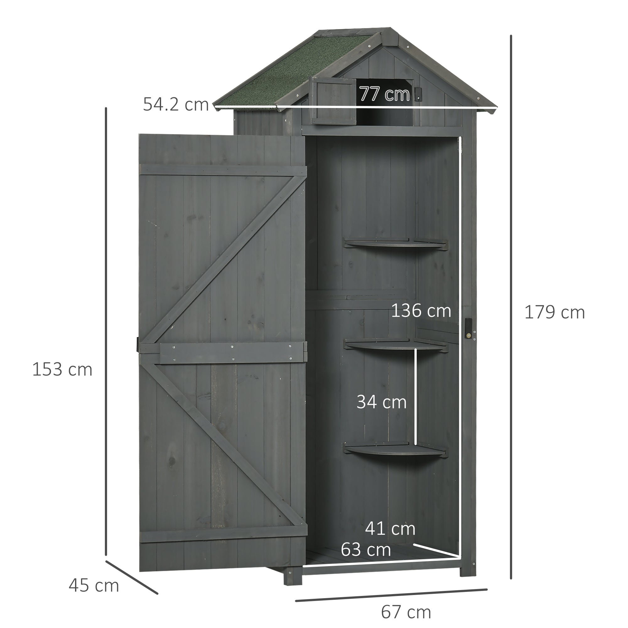 Casetta Box da Giardino Porta Utensili 77x54,2x179 cm in Legno Impermeabile Grigio