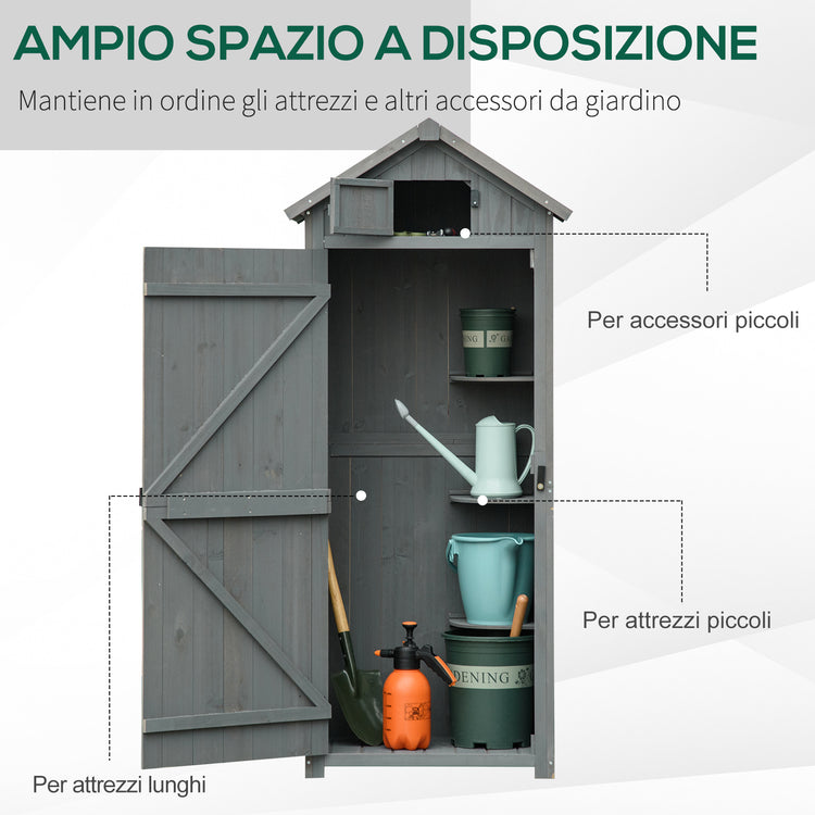 Casetta Box da Giardino Porta Utensili 77x54,2x179 cm in Legno Impermeabile Grigio