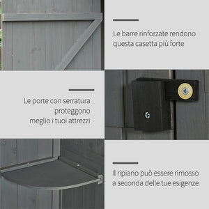 Casetta Box da Giardino Porta Utensili 77x54,2x179 cm in Legno Impermeabile Grigio