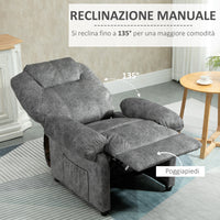 Poltrona Relax Manuale Reclinabile in Tessuto Grigio