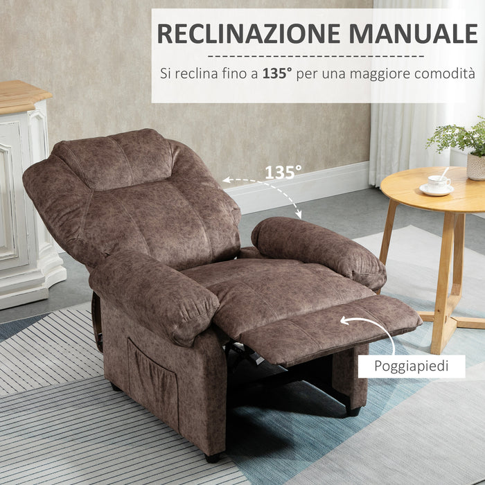 Poltrona Relax Manuale Reclinabile in Tessuto Marrone