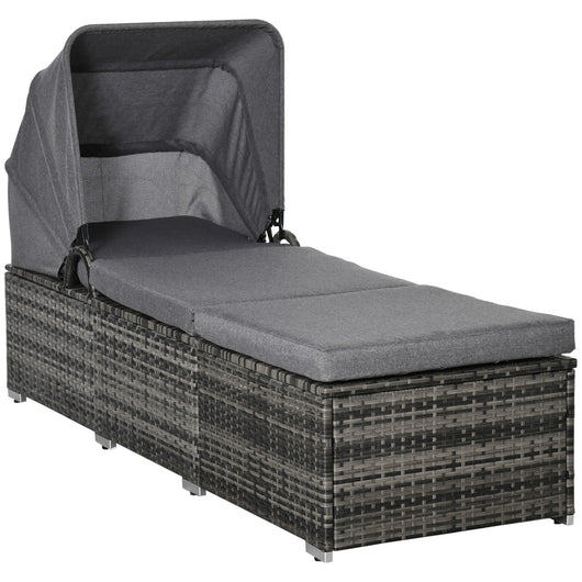 Lettino Prendisole 195x65x40 cm in Rattan Grigio