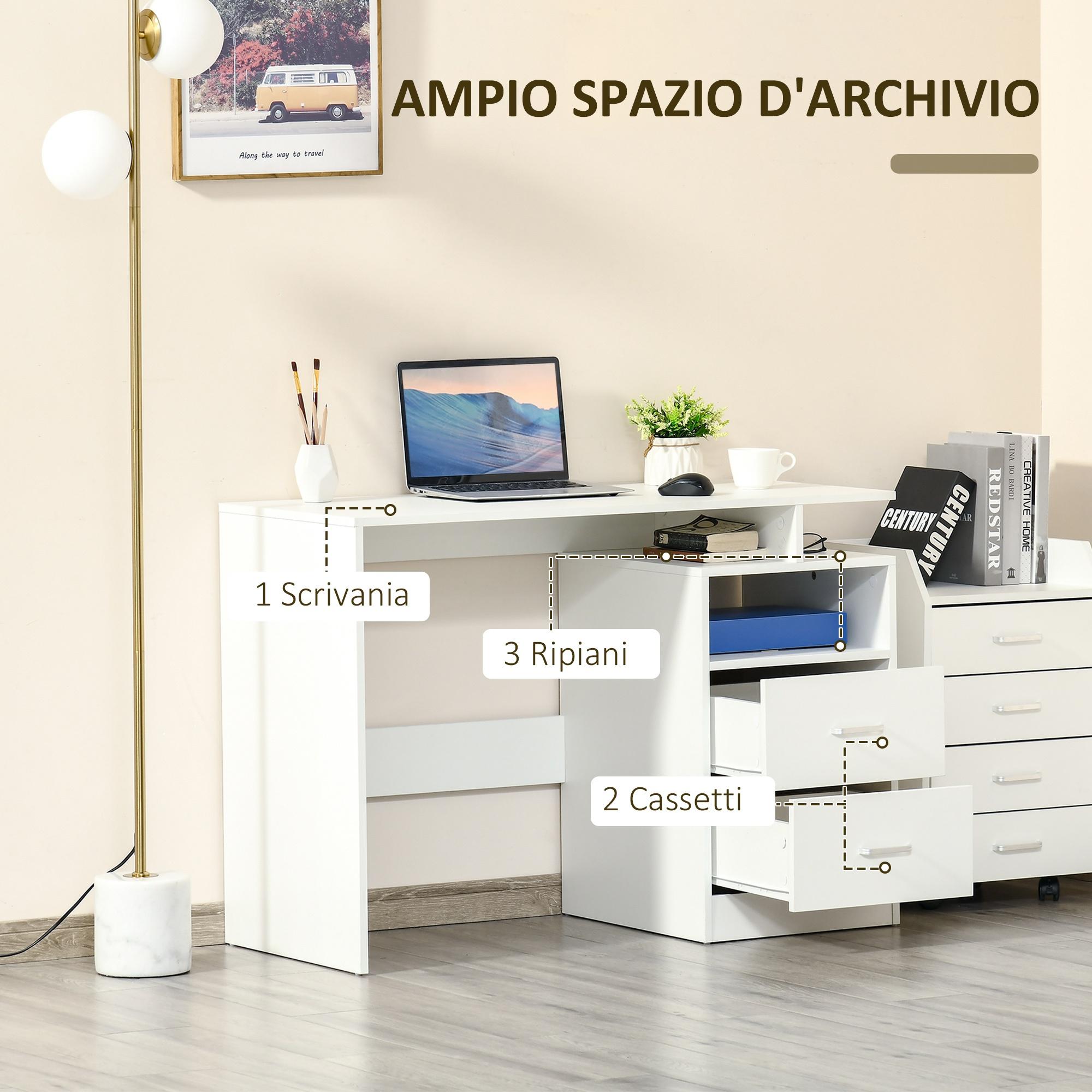 Scrivania da Ufficio 108x48x76 cm in Legno Bianco