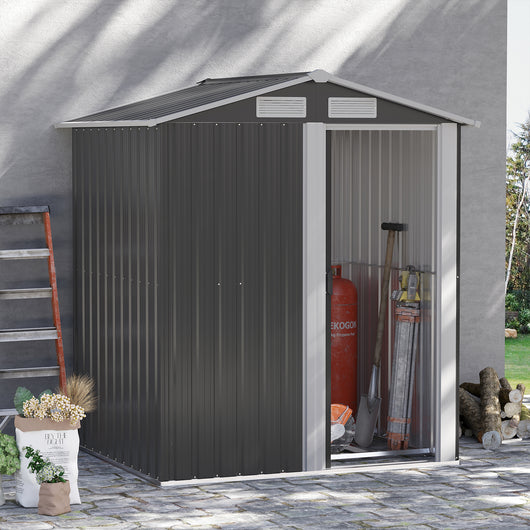 Casetta Box da Giardino Porta Utensili 152x132x188 cm in Acciaio Grigio