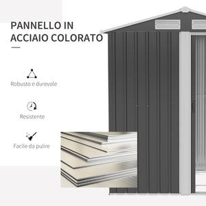 Casetta Box da Giardino Porta Utensili 152x132x188 cm in Acciaio Grigio