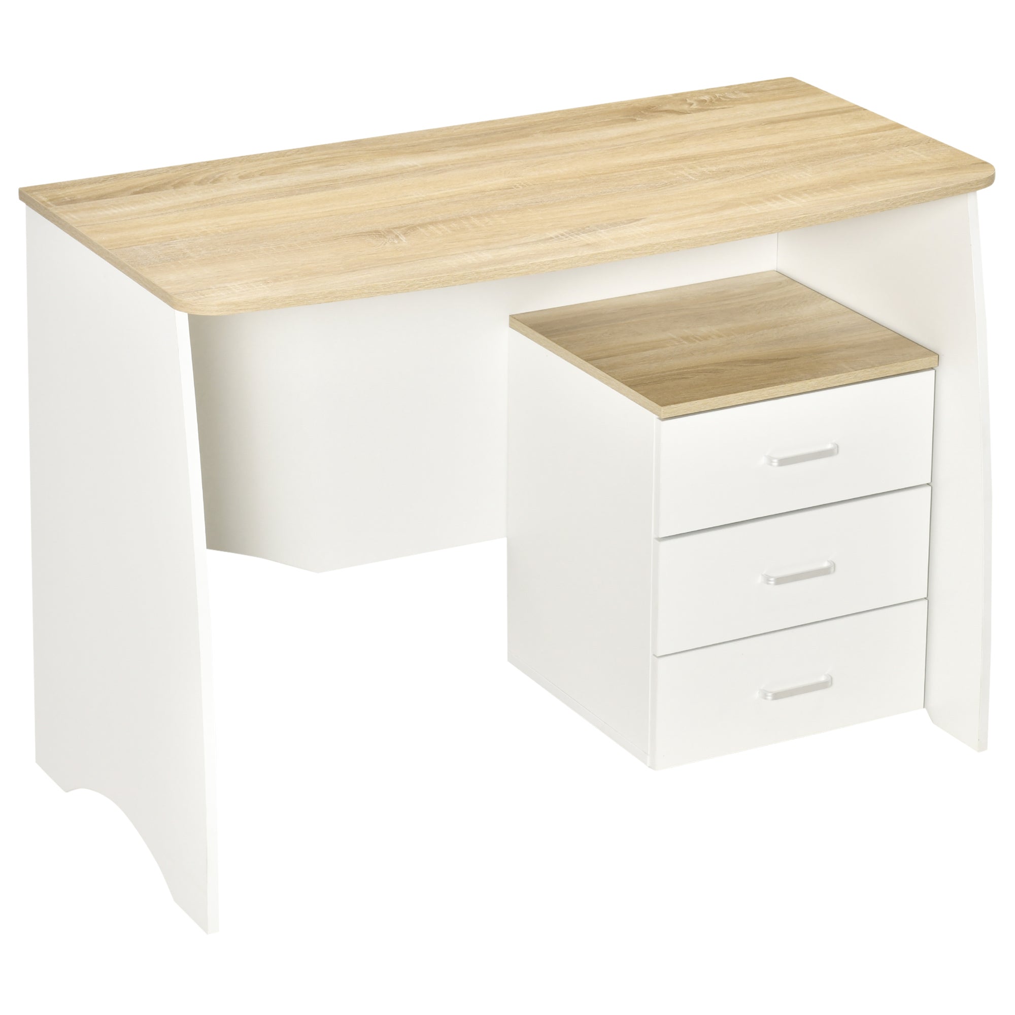 Scrivania da Ufficio 110x55x75 cm con Cassettiera in Legno Bianco