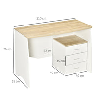 Scrivania da Ufficio 110x55x75 cm con Cassettiera in Legno Bianco