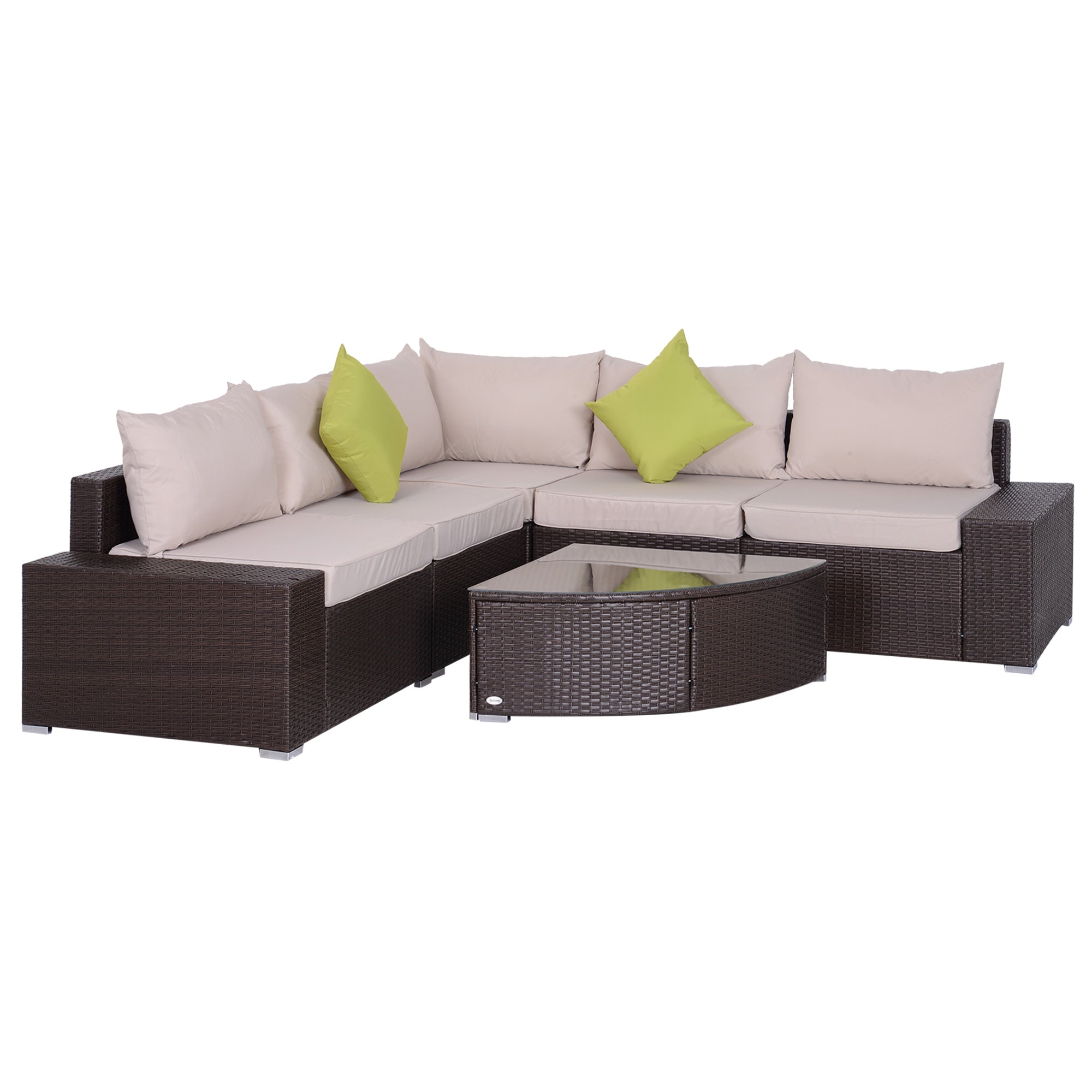 Set da Giardino Divano Angolare e Tavolino in Rattan Marrone