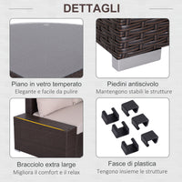 Set da Giardino Divano Angolare e Tavolino in Rattan Marrone