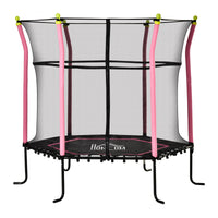 Trampolino Tappeto Elastico per Bambini Ø161x163 cm con Rete di Sicurezza e Corde Elastiche Rosa