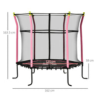 Trampolino Tappeto Elastico per Bambini Ø161x163 cm con Rete di Sicurezza e Corde Elastiche Rosa