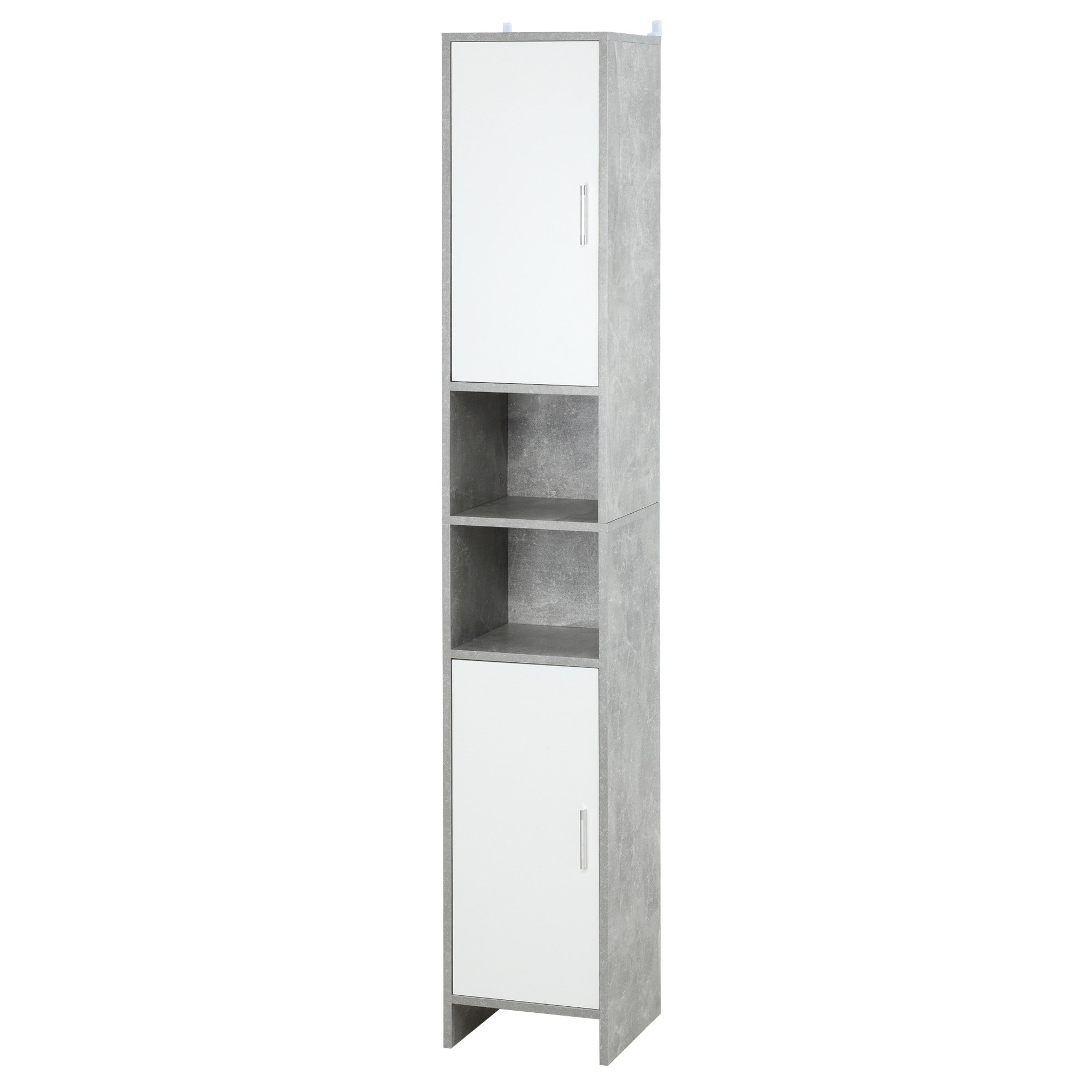 Mobile a Colonna per Bagno 30x30x180 cm in Legno Effetto Cemento Grigio