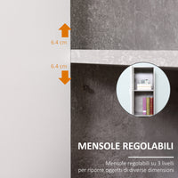 Mobile a Colonna per Bagno 30x30x180 cm in Legno Effetto Cemento Grigio