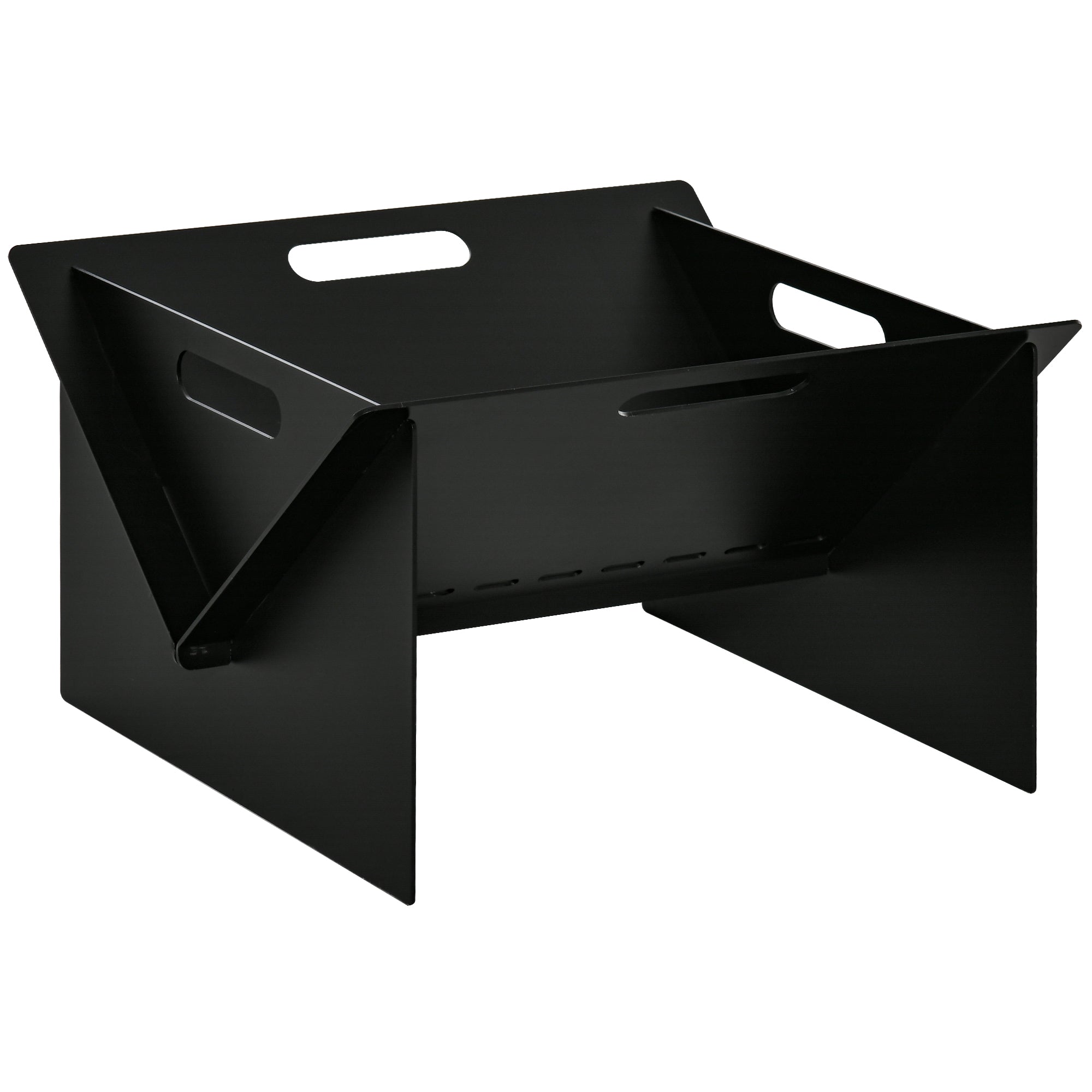 Braciere con Maniglie Portatile 50x45x30cm in Acciaio Nero