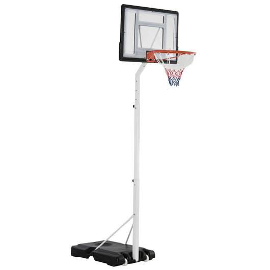 Canestro Basket da Esterno Altezza Regolabile 210-260 cm Ruote Integrate Bianco