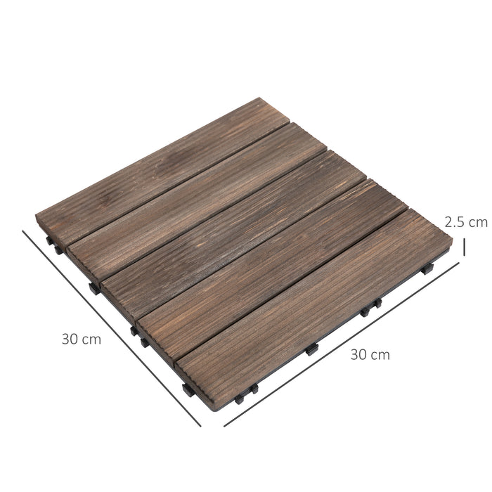 Pavimentazione da Esterno Incastrabile 27 Pezzi 30x30x2,5 cm in Legno di Abete e PVC Nero