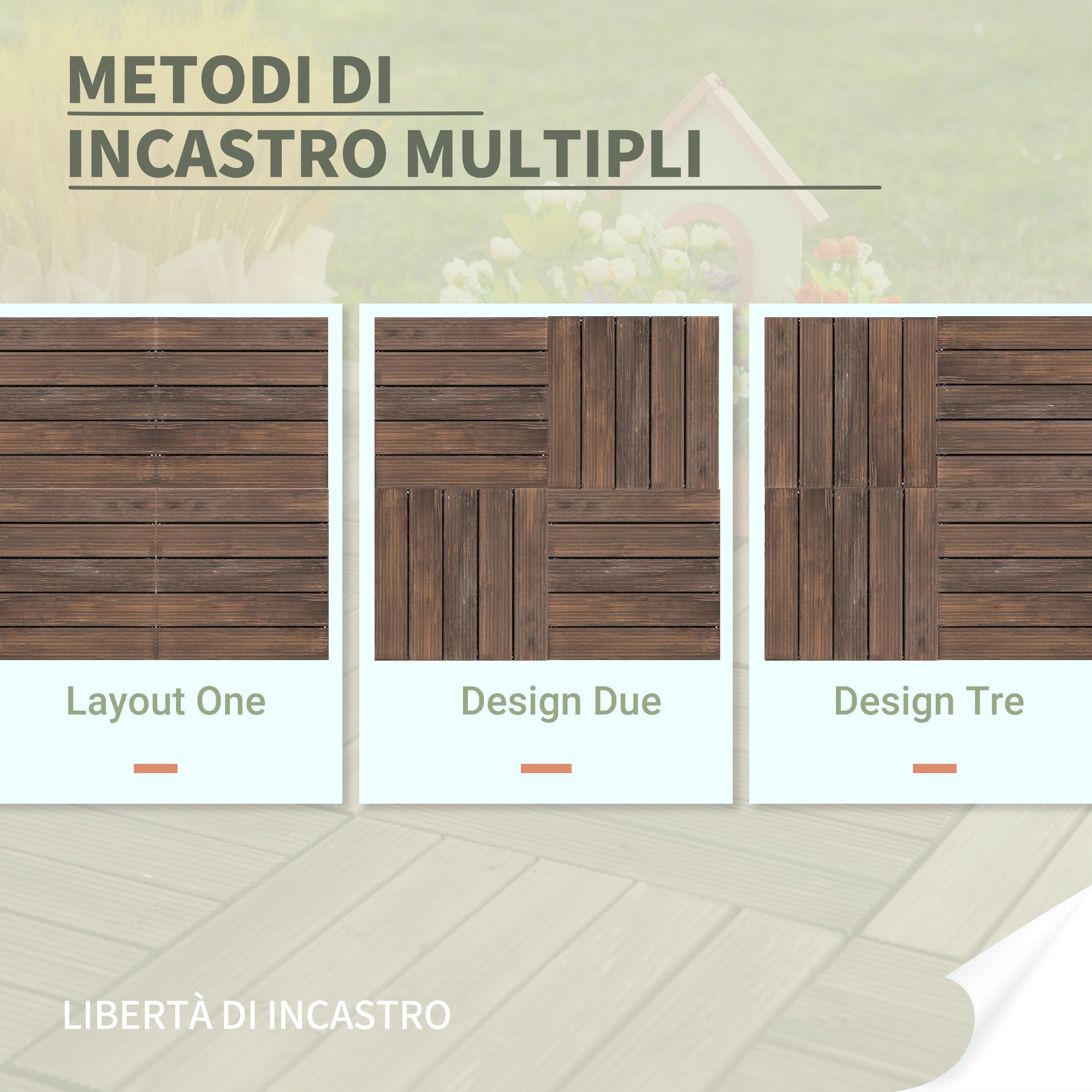 Pavimentazione da Esterno Incastrabile 27 Pezzi 30x30x2,5 cm in Legno di Abete e PVC Nero