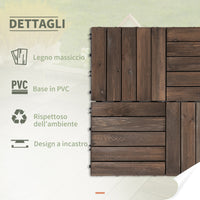 Pavimentazione da Esterno Incastrabile 27 Pezzi 30x30x2,5 cm in Legno di Abete e PVC Nero