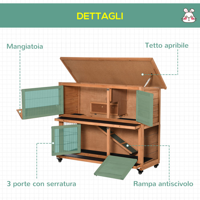 Conigliera da Esterno 122x50x101 cm in Legno Arancione