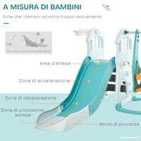 Scivolo per Bambini 149x186x98 cm con Altalena e Canestro Blu