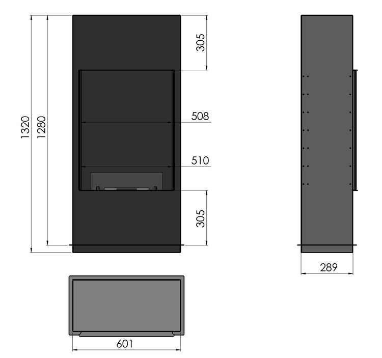 Camino a Bioetanolo da Pavimento 65x29x132 cm Intiled Bianca con Vetro