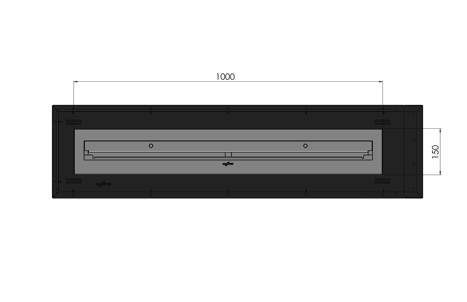 Camino a Bioetanolo Trifacciale da Incasso 120x50x30 cm INSIDE U1200.2 Nero con Vetro