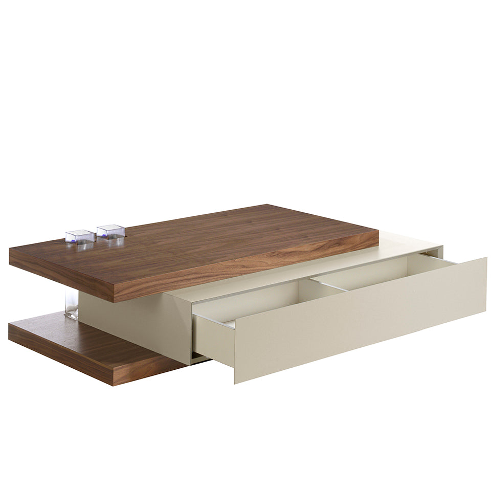 Tavolino rettangolare in legno noce e grigio